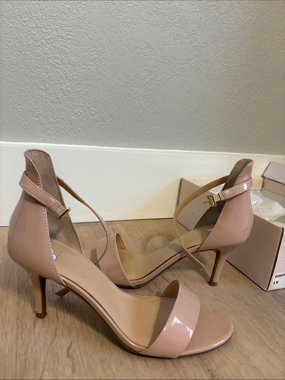 Women's BP Nude Patent Ankle-Strap Heels